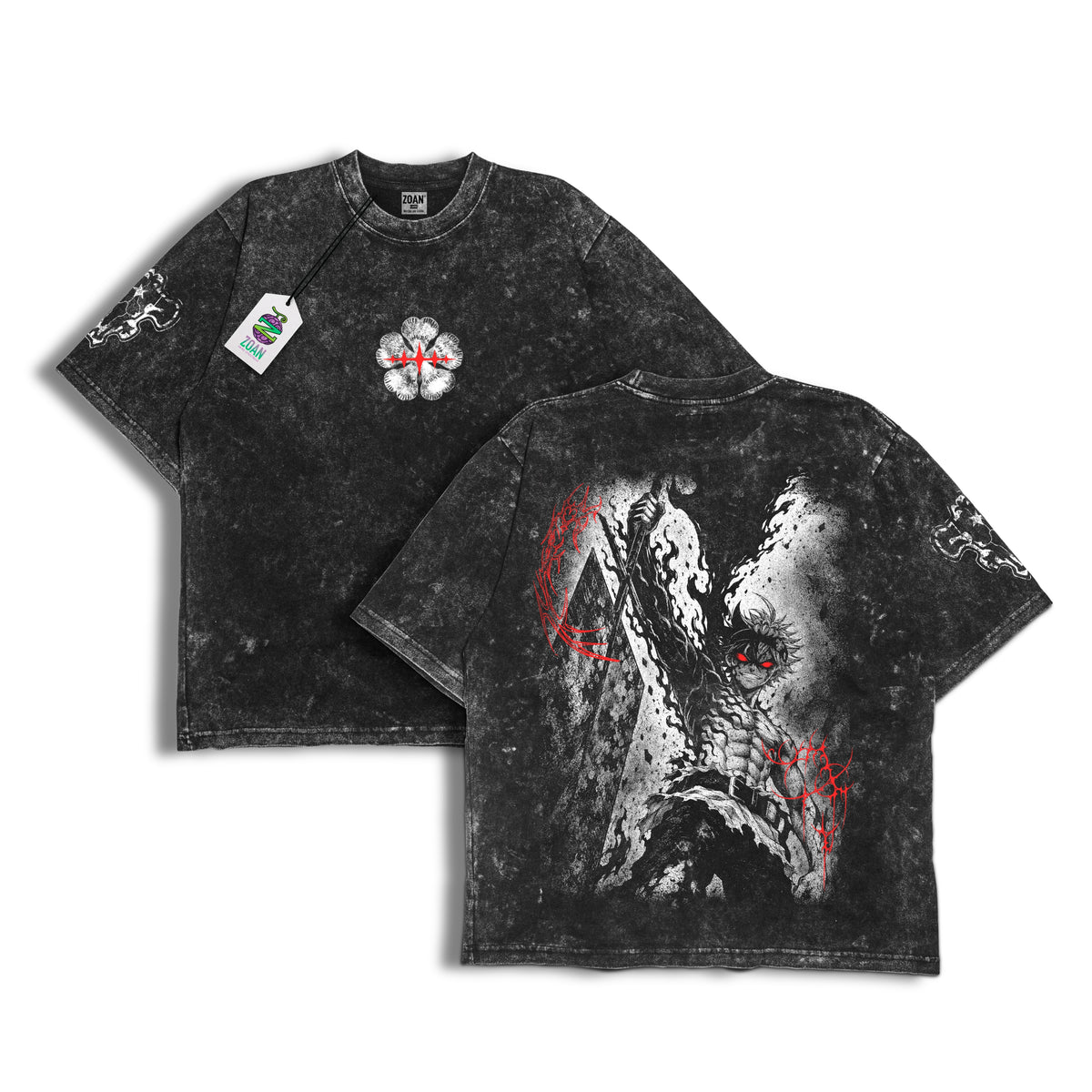 Polera Acid Wash Asta: The Fifth Leaf - Black Clover