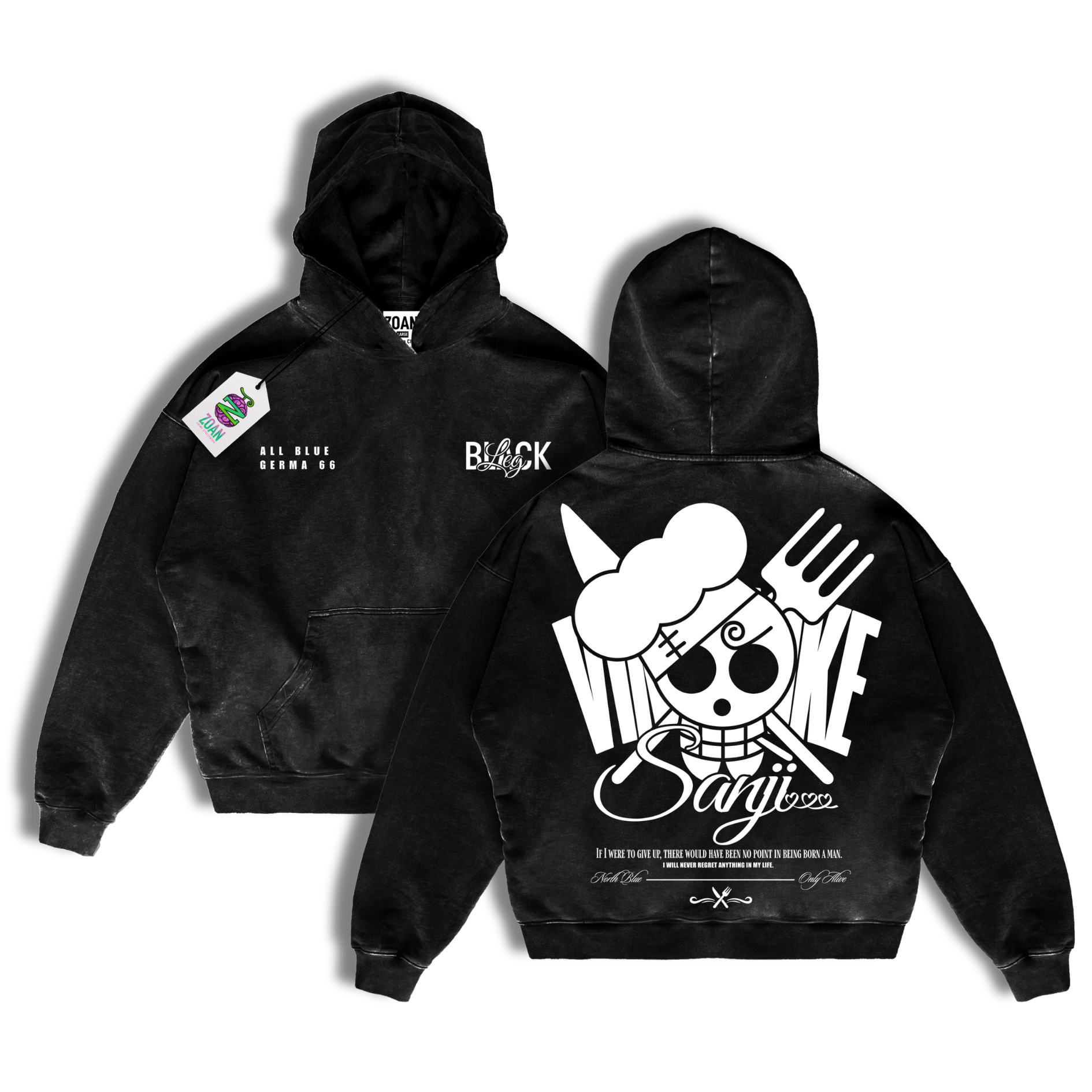 PREVENTA - Polerón Acid Wash Vinsmoke Sanji : Hellish Taste - One Piece