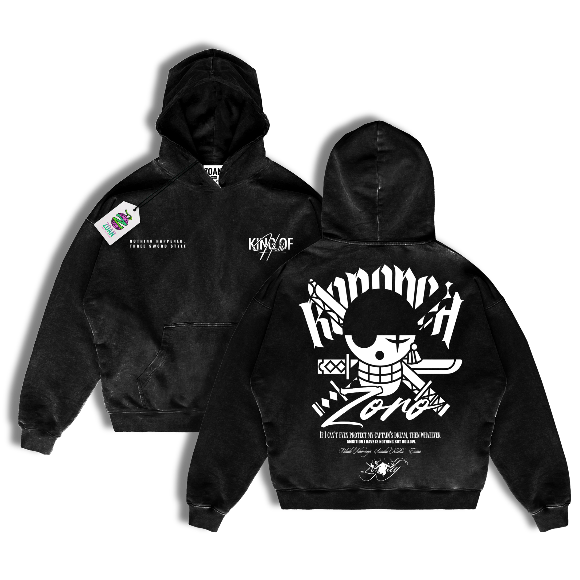 PREVENTA - Polerón Acid Wash Roronoa Zoro : Unwavering Loyalty - One Piece