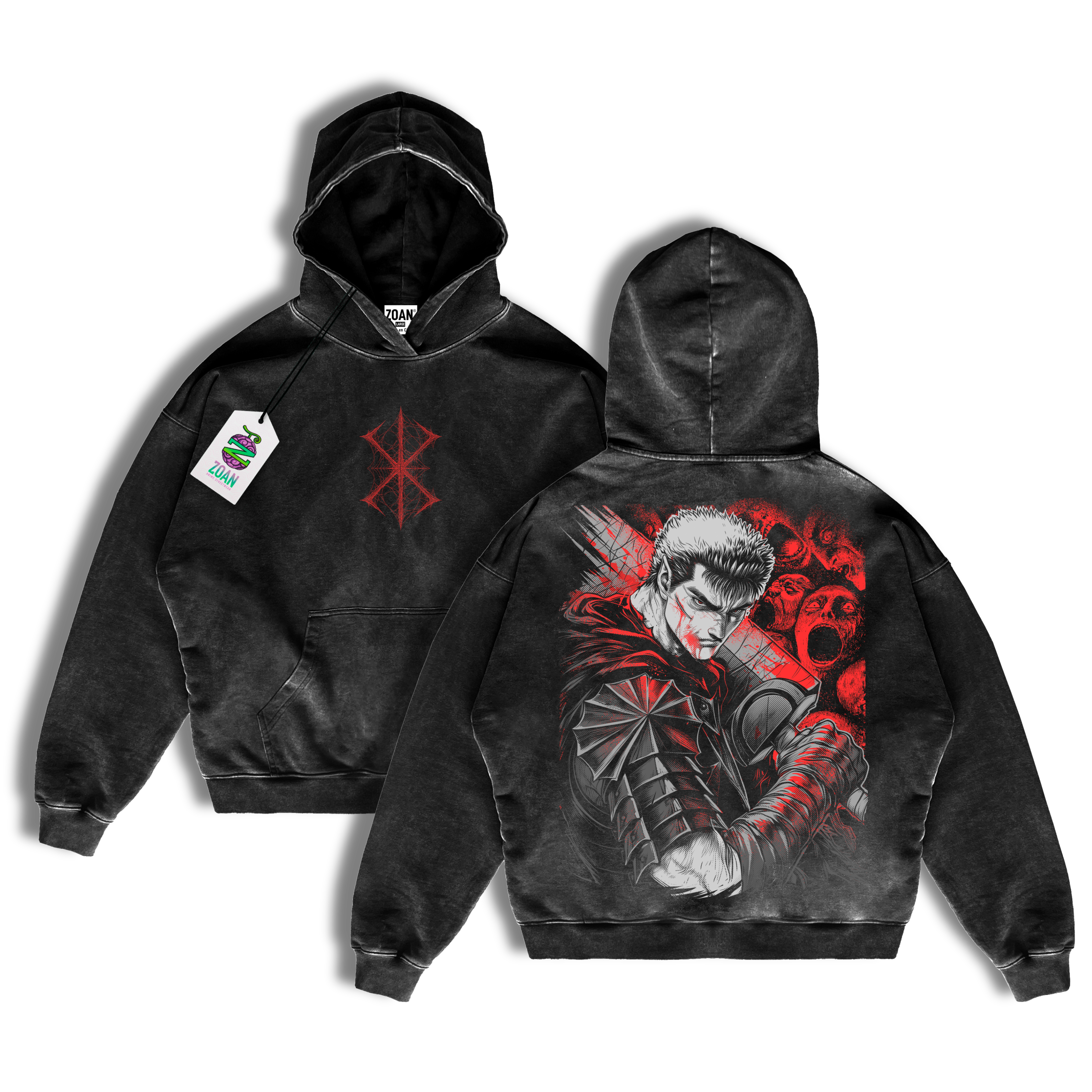 Guts: Beyond Pain - Hoodie acid wash - Edición especial - Berserk