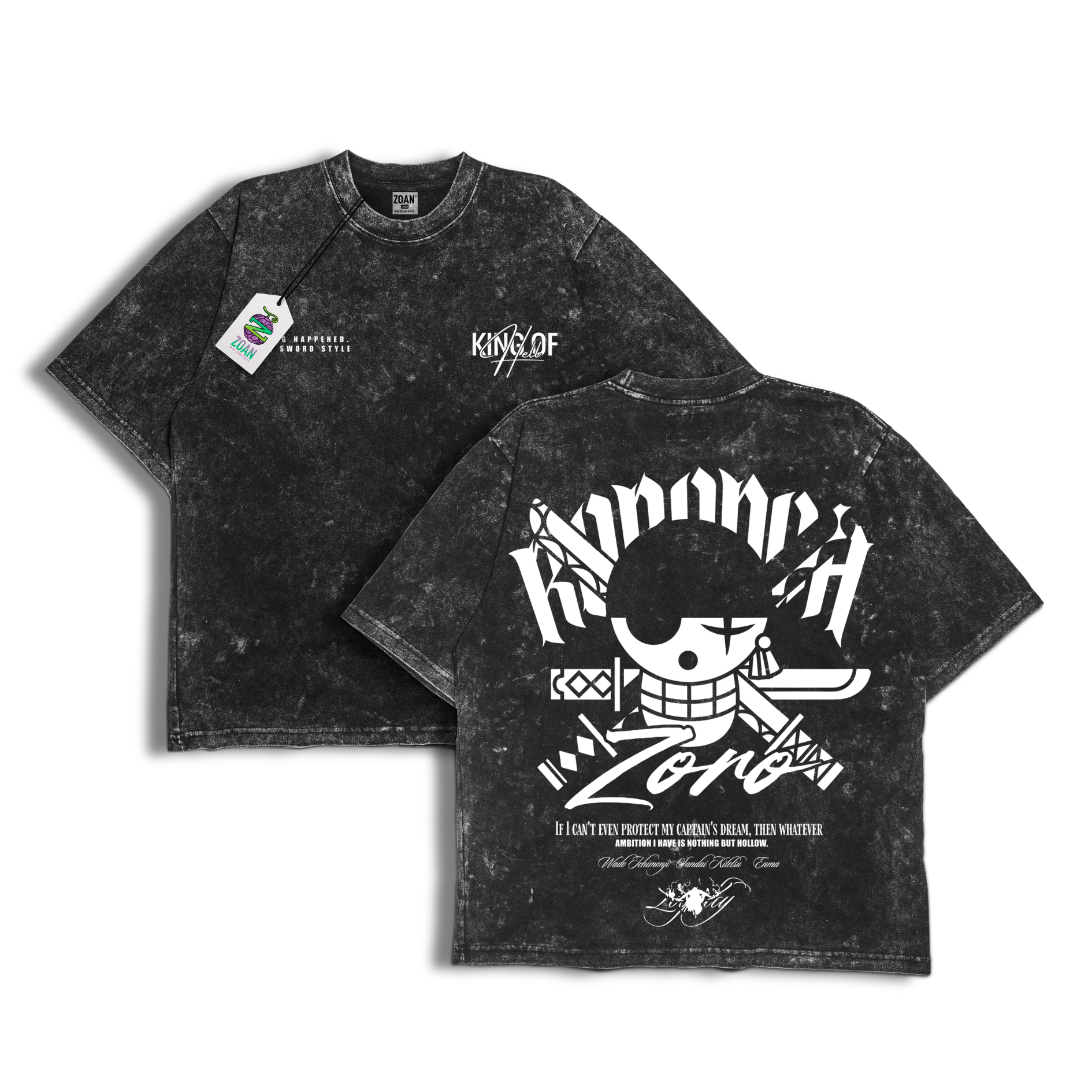Polera Acid Wash Roronoa Zoro : Unwavering Loyalty - One Piece