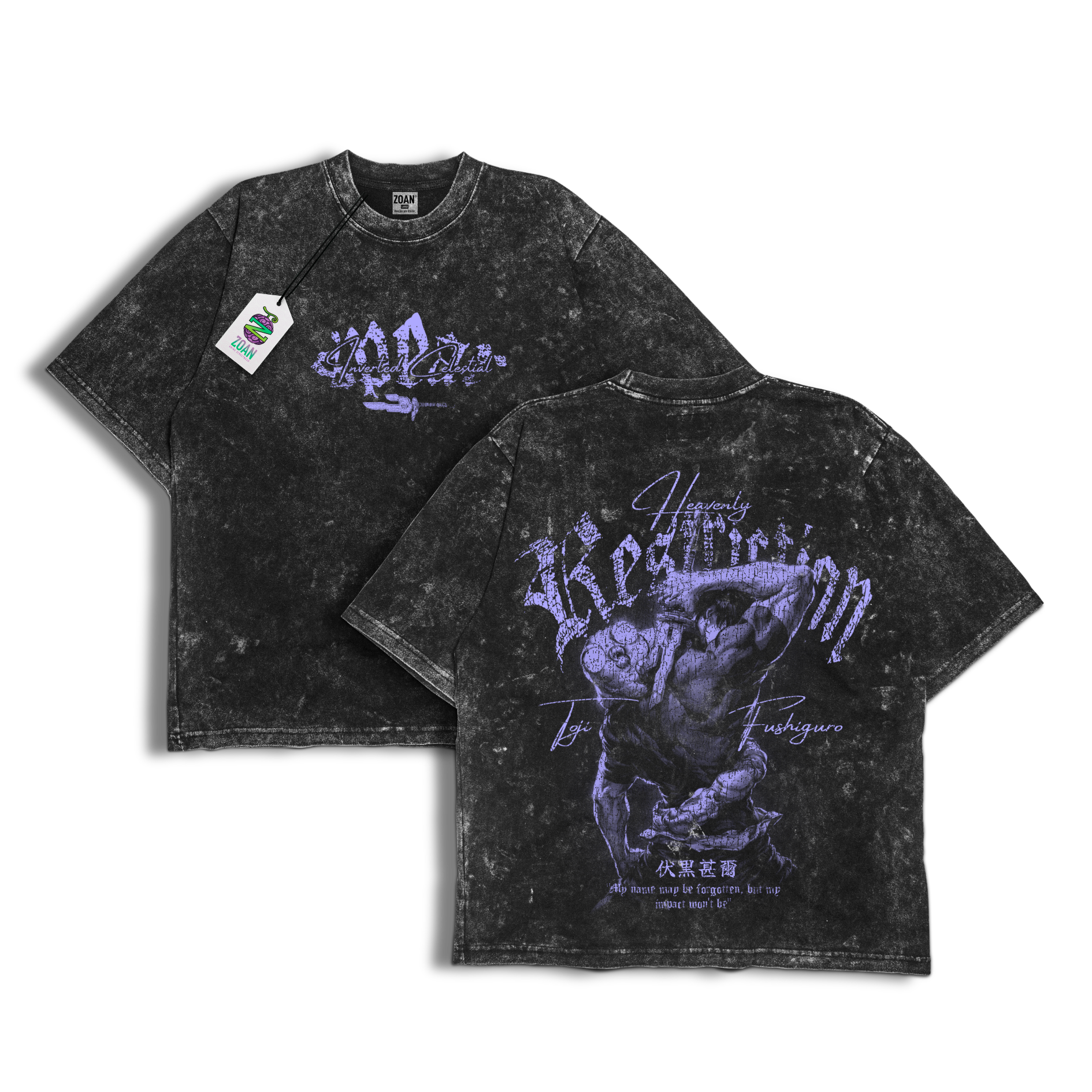 Polera Acid Wash Toji Fushiguro : Zero Cursed Energy - Jujutsu Kaisen