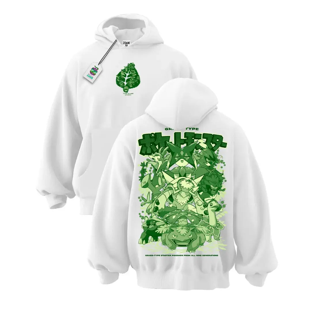 Polera Iniciales Tipo Planta: Evoluciones (Monocromático) - Pokémon