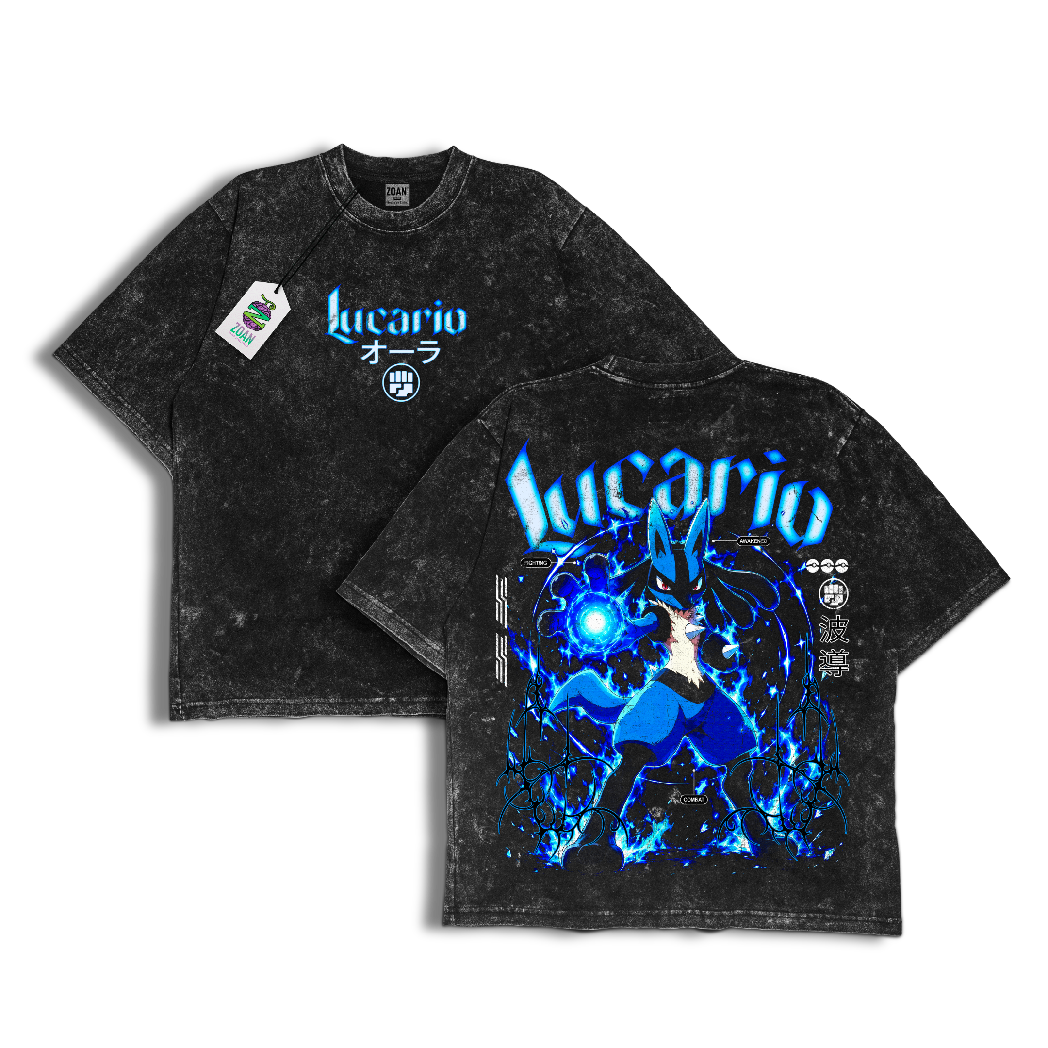 Polera Acid Wash Lucario: Path of Honor - Pokémon