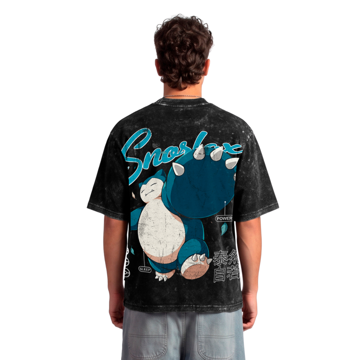 Polera Acid Wash Snorlax: Sleep and Hunger - Pokémon