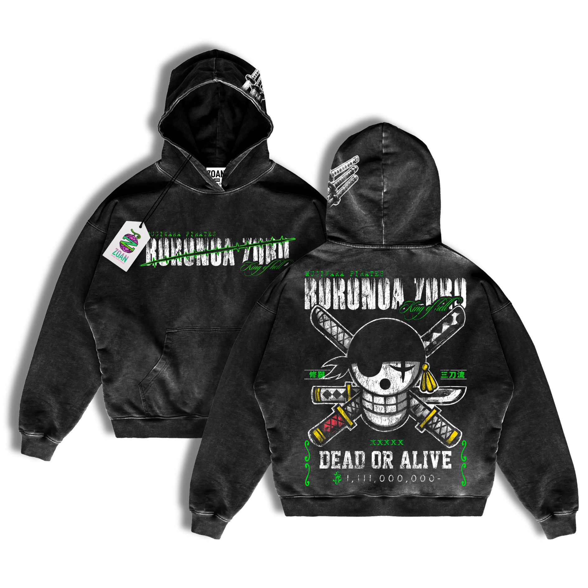 Polerón Acid Wash Zoro Inspo: Path of the Swordsman - One Piece