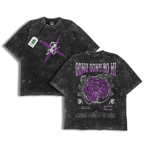 Polera Acid Wash Devil Fruit: Gomu Gomu No Mi - One Piece