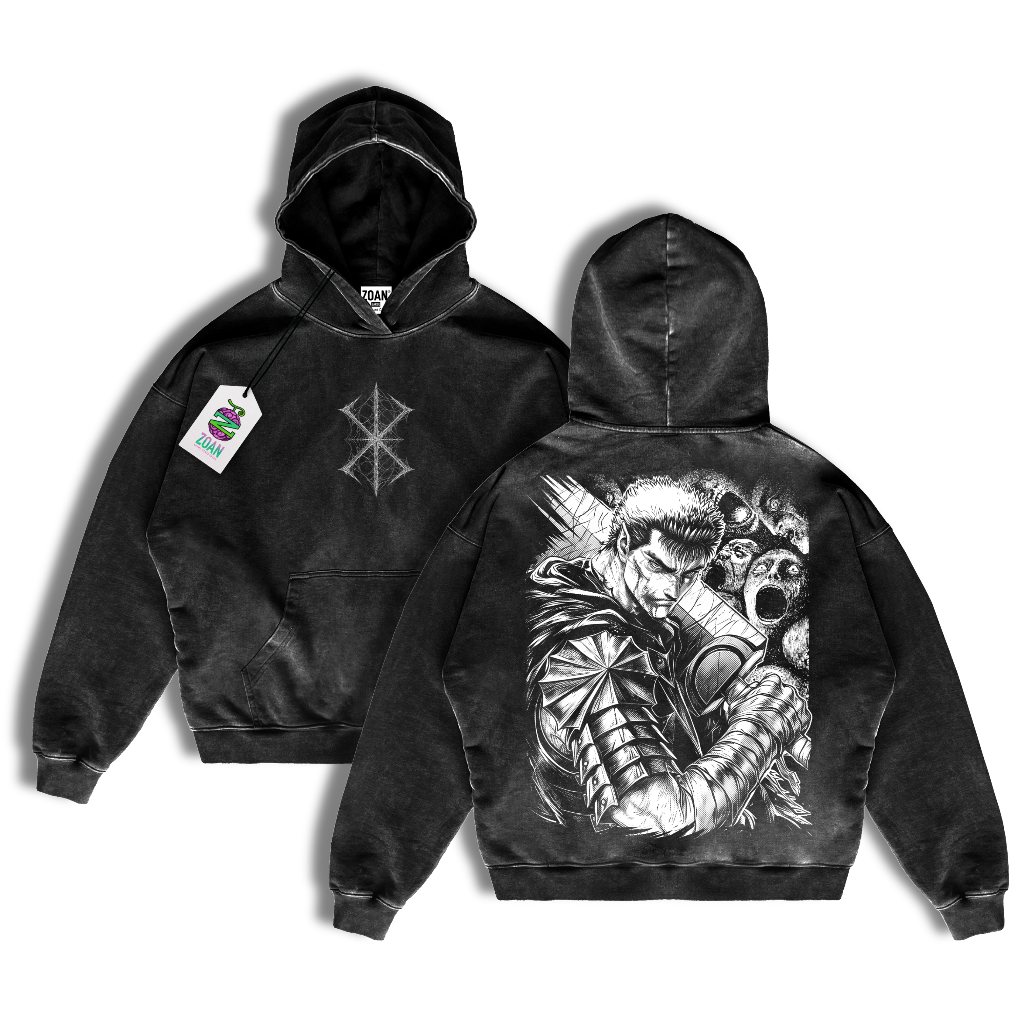 Guts: Beyond Pain - Hoodie acid wash - Edición especial - Berserk