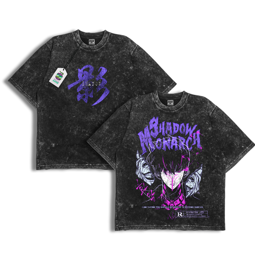 Polera Acid Wash Shadow Monarch - Solo Leveling