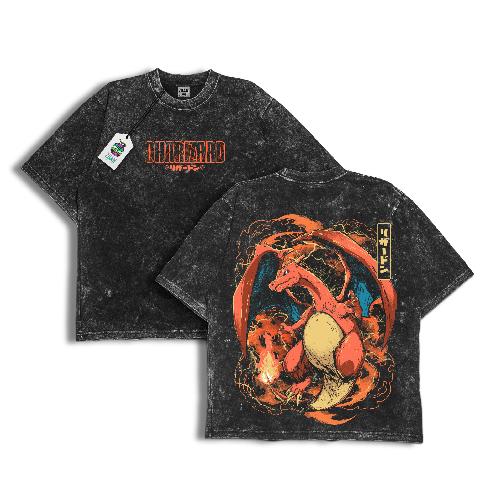 Polera Acid Wash Charizard : Rebel Flame - Pokémon