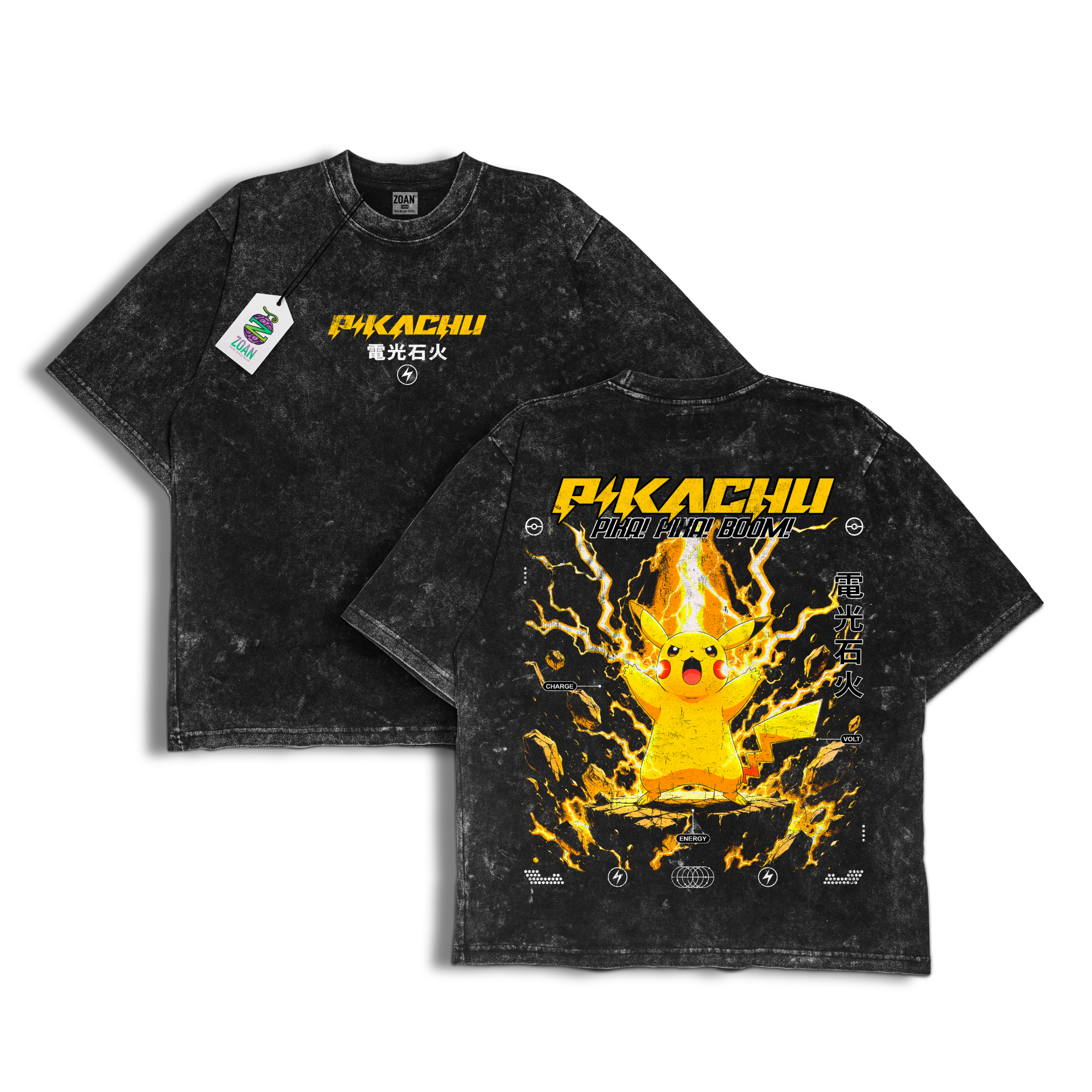 Polera Acid Wash Pikachu : Volt Burst - Pokémon