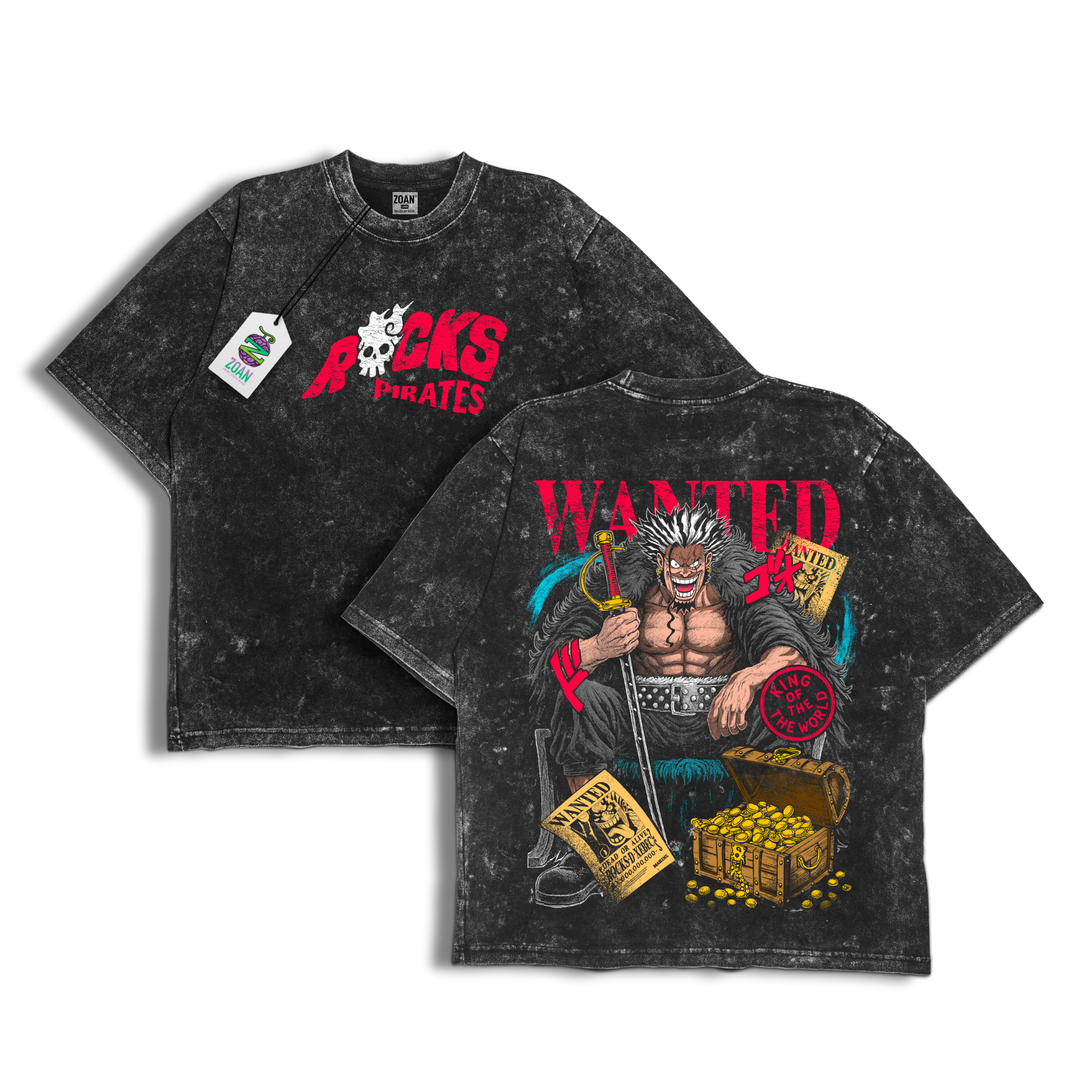 Polera Acid Wash Rocks D. Xebec: Captain Of Chaos - One Piece