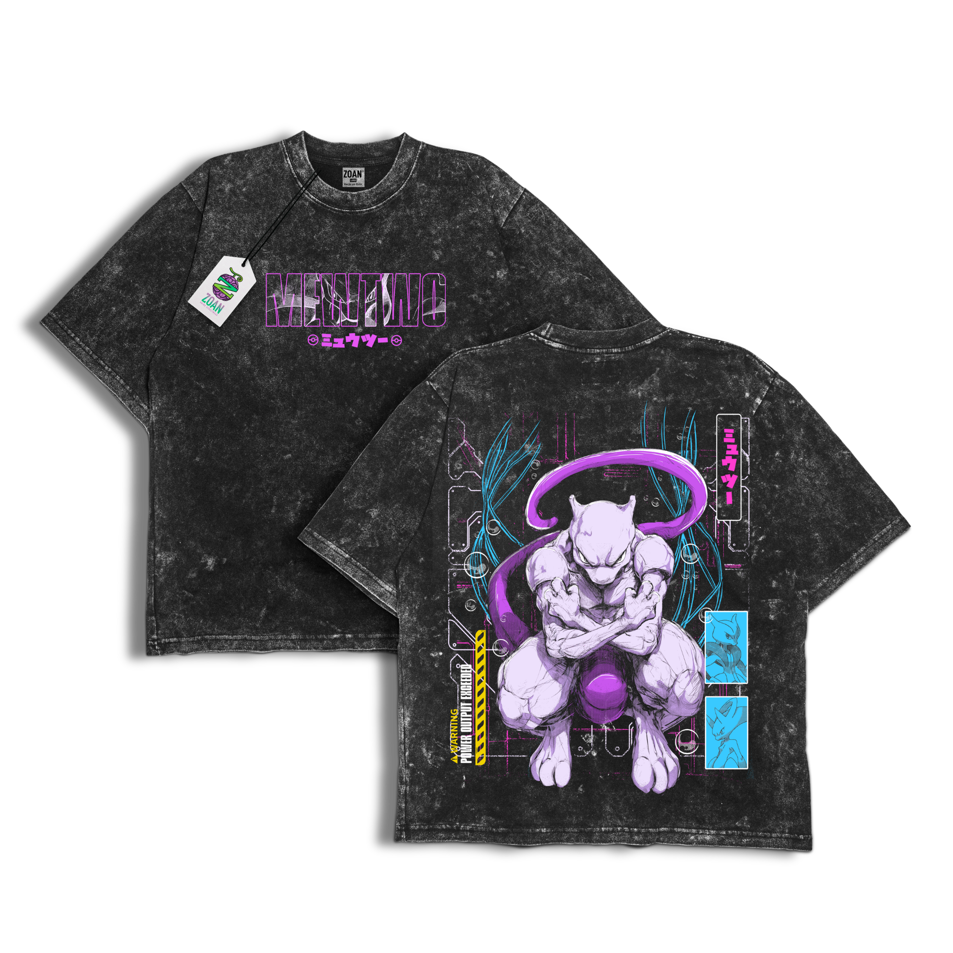 Polera Acid Wash Mewtwo : Genetic Monarch - Pokémon