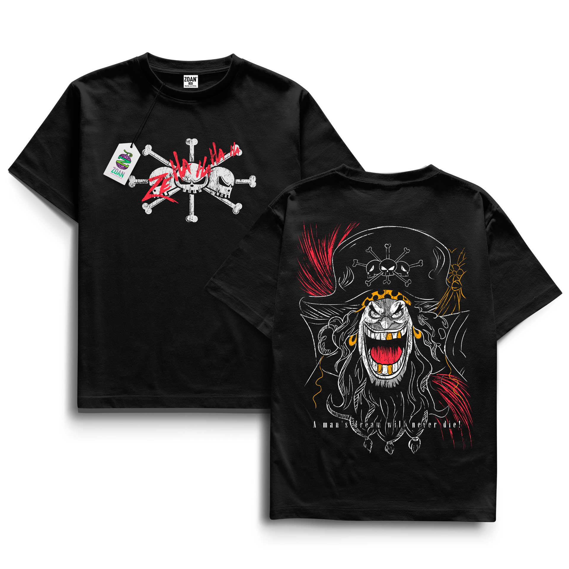 Pm　mame kurogouchi onepiece Polera One Piece Kurohige - A Man's Dream Will Never Die!