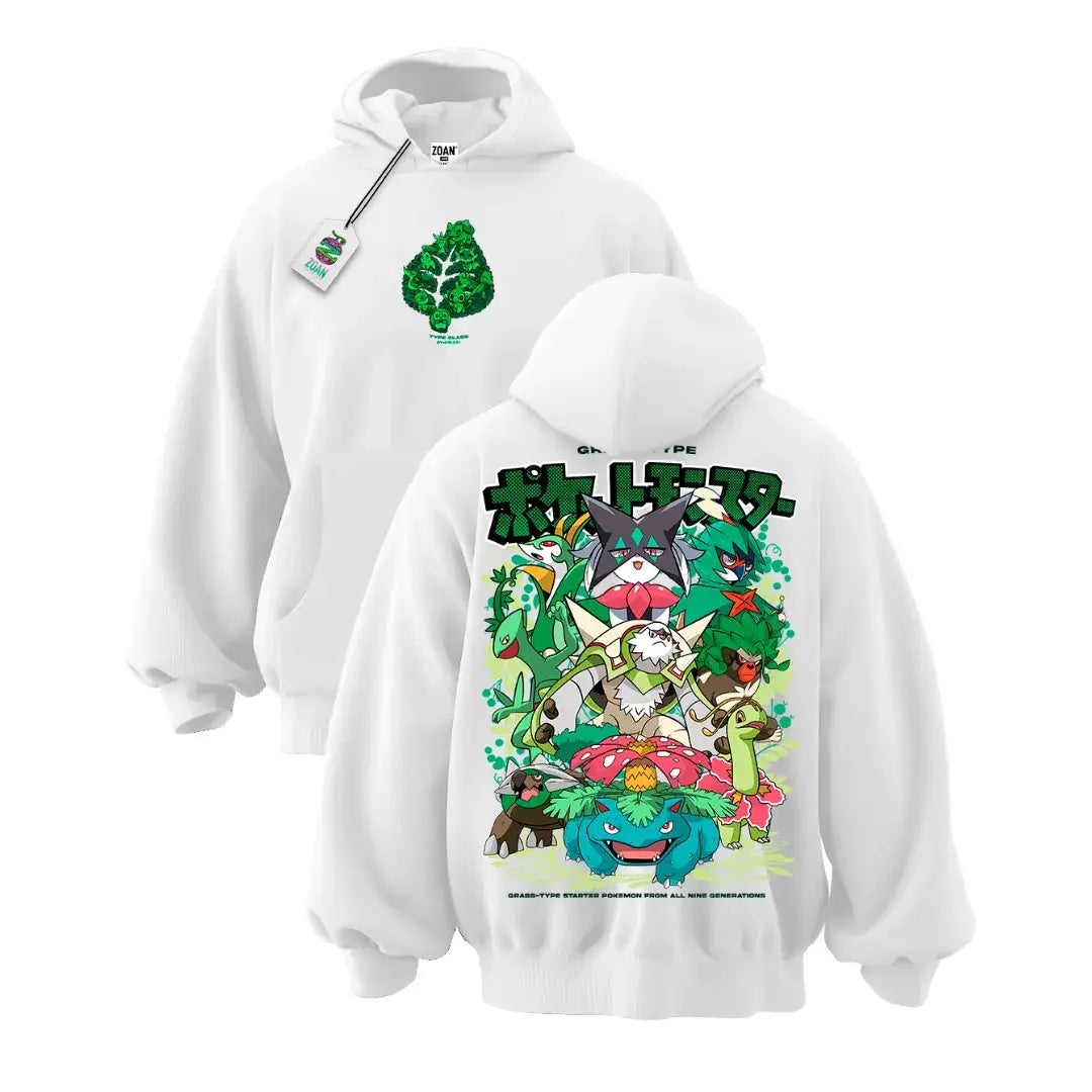 Polera Iniciales Tipo Planta: Evoluciones (Monocromático) - Pokémon