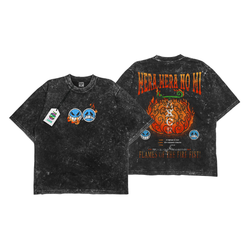 Polera Acid Wash Devil Fruit: Mera Mera No Mi - One Piece