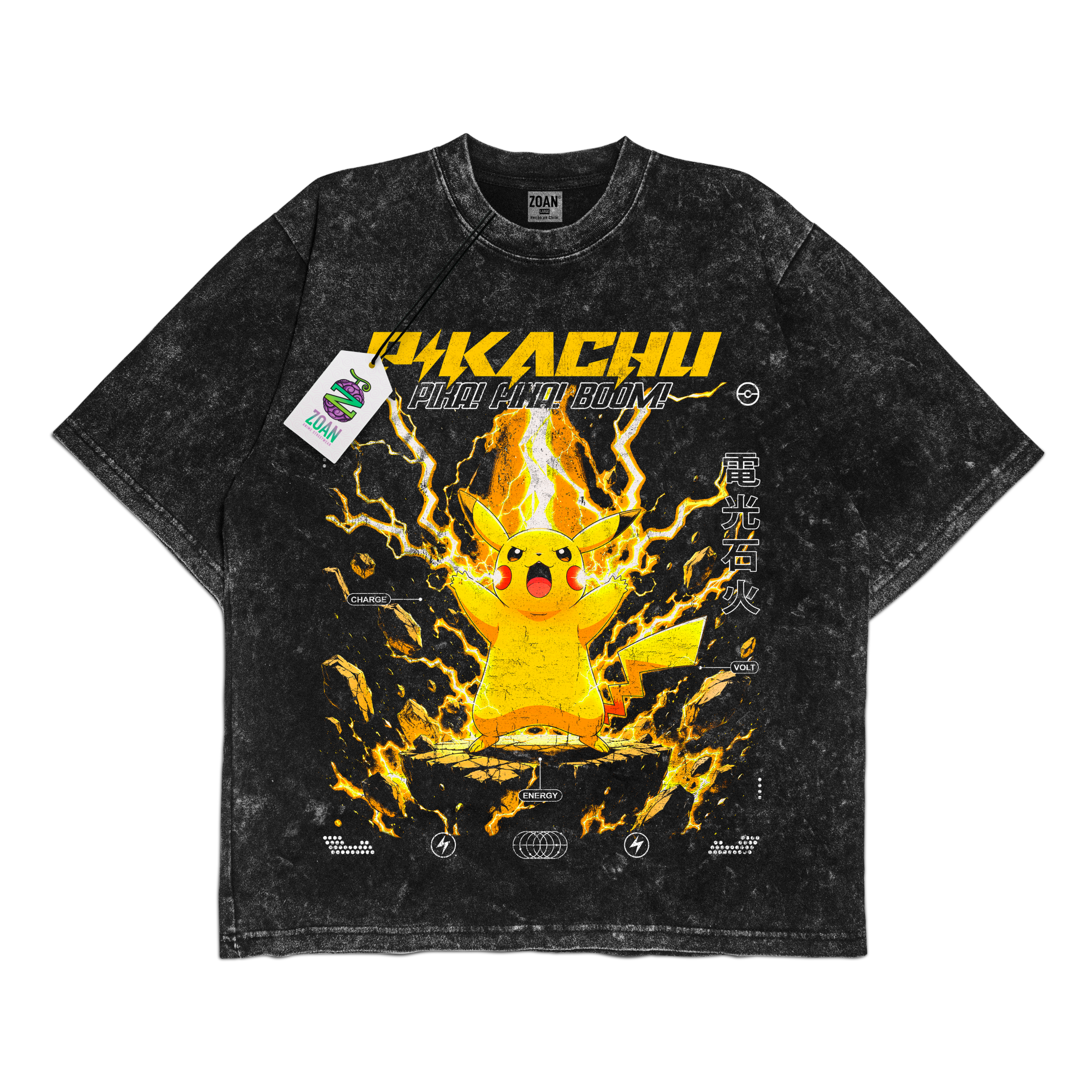 Polera Acid Wash Pikachu : Volt Burst - Pokémon