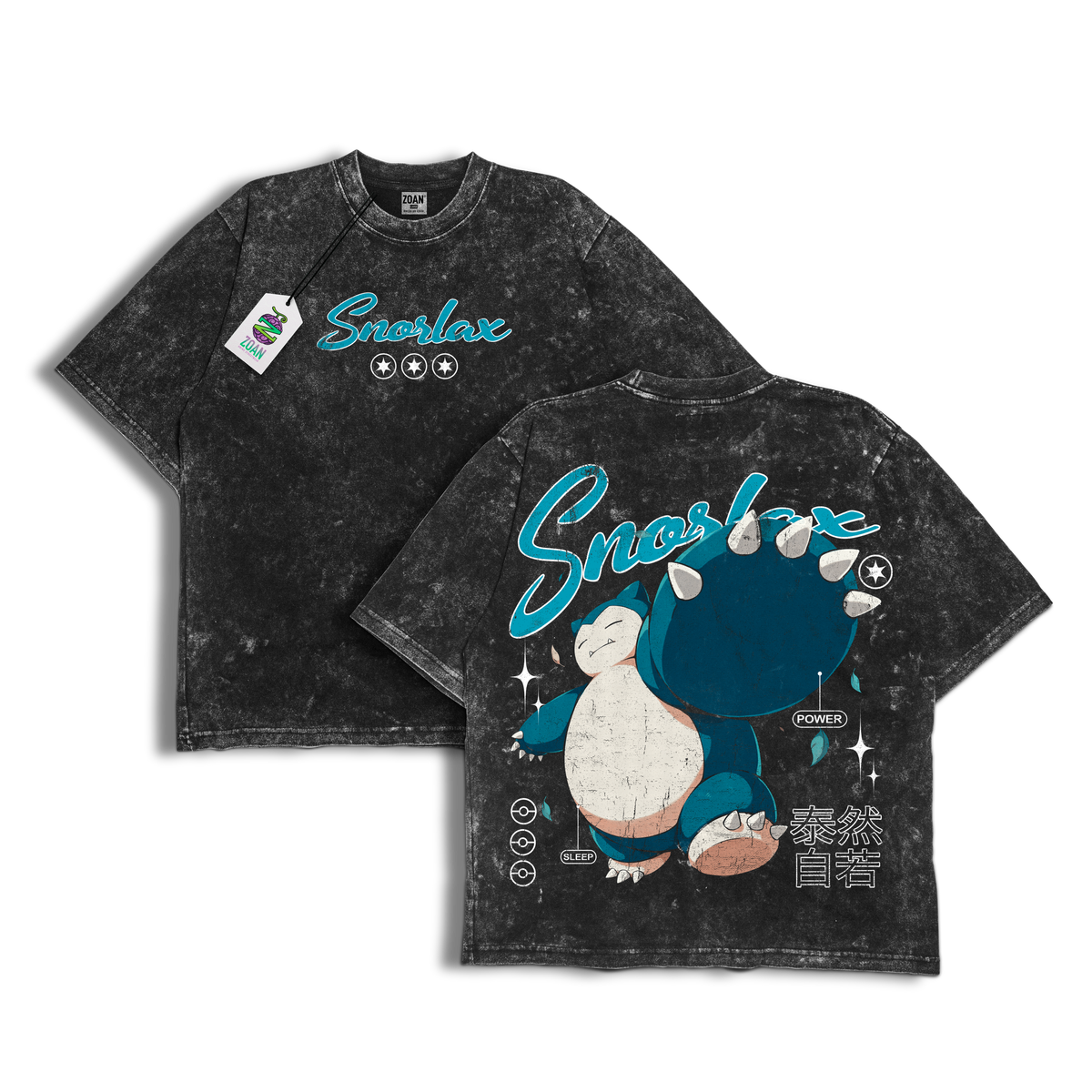 Polera Acid Wash Snorlax: Sleep and Hunger - Pokémon