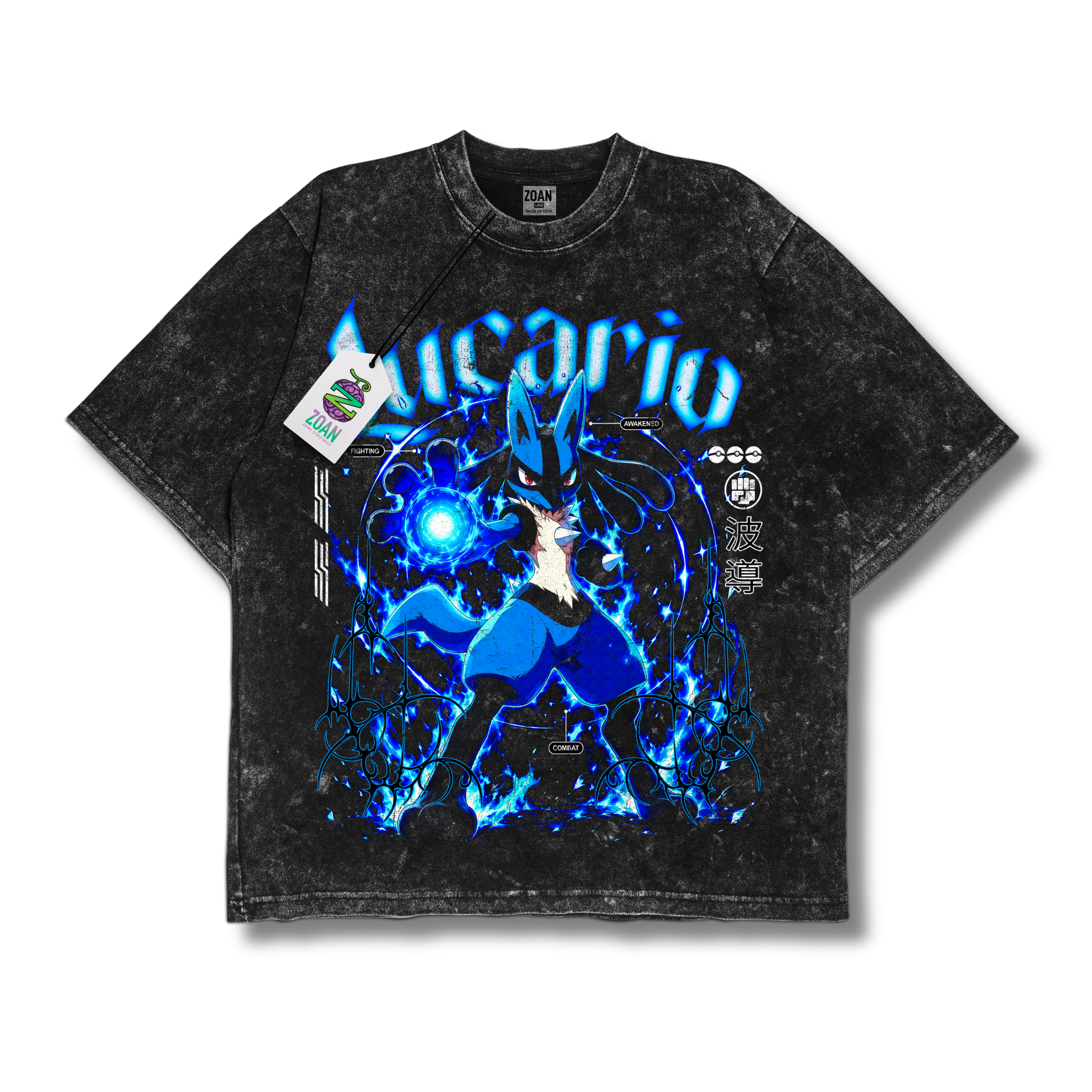 Polera Acid Wash Lucario: Path of Honor - Pokémon